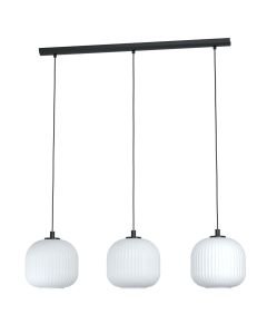 Eglo Lighting - Mantunalle - 99367 - Black White Glass 3 Light Bar Ceiling Pendant Light