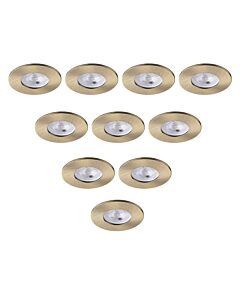 Saxby Lighting - Set of 10 Saxby ShieldONE 65 - 113280 & 113319 - Antique Brass Fixed Recessed Fire Rated Ceiling Downlights