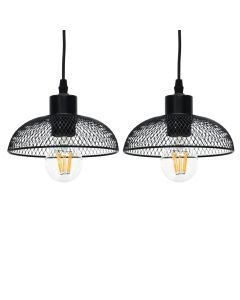 Set of 2 Cassidy - Small Black Mesh Easy Fit Metal Pendant Shades