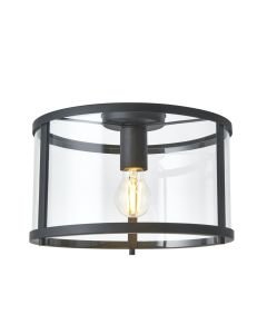 Endon Lighting - Hopton - 101540 - Black Clear Glass Flush Ceiling Light