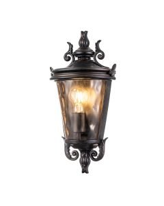 Elstead Lighting - Baltimore - BT7-M - Weathered Bronze Amber Glass IP44 Outdoor Half Lantern Wall Light