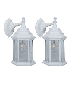 Set of 2 Dorset - White Clear Glass IP44 Outdoor Wall Lights