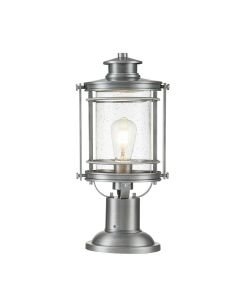 Quintiesse - Booker - QN-BOOKER3-M-IA - Industrial Aluminium Clear Seeded Glass IP44 Outdoor Post Light