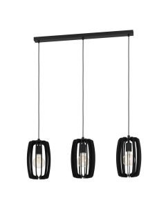 Eglo Lighting - Bajazzara - 900505 - Black Wood 3 Light Bar Ceiling Pendant Light