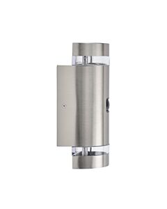 Lutec - Focus - 5604024001 - Stainless Steel Clear Glass 2 Light IP44 Outdoor Wall Washer Light