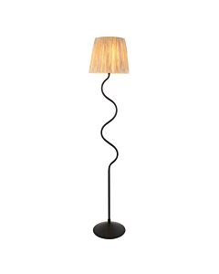 Endon Lighting - Wriggle - 114223 - Black Natural Raffia Floor Lamp