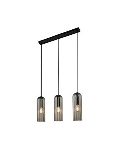 Nordlux - Miella - 2412533047 - Black Smoked Glass 3 Light Bar Ceiling Pendant Light