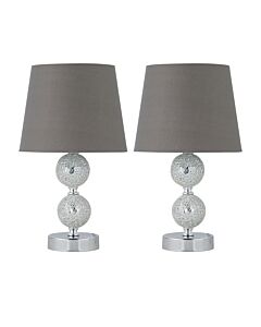 Set of 2 Mosaic Touch Lamps with Grey Shades