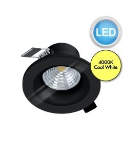 Eglo Lighting - Salabate - 99494 - LED Black Clear Glass IP44 Bathroom Recessed Ceiling Downlight