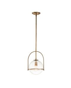 Quintiesse - Somerset - QN-SOMERSET-P-C-HB - Heritage Brass Clear Seeded Glass Ceiling Pendant Light