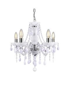 White and Chrome Marie Therese Style 5 x 40W Chandelier