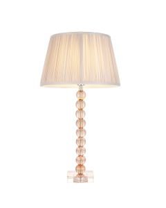 Endon Lighting - Adelie - 100355 - Blush Crystal Glass Nickel Dusky Pink Table Lamp With Shade