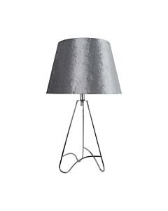 Tripod - Chrome Curved Tripod 45cm Table Lamp With Grey Crushed Velvet Shade