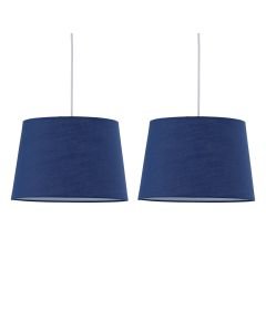 Set of 2 Navy Cotton 28cm Tapered Cylinder Pendant or Lamp Shades