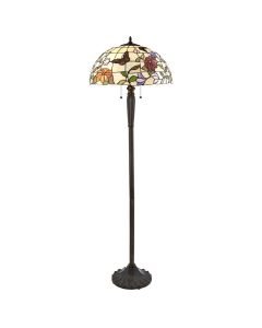 Interiors 1900 - Butterfly - 70944 - Dark Bronze Tiffany Art Glass 2 Light Pull Cord Floor Lamp