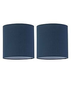 Set of 2 Navy Blue Textured Cotton 17cm Table Lamp Shades