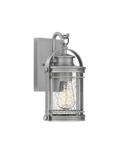 Quintiesse - Booker - QN-BOOKER-S-IA - Industrial Aluminium Clear Seeded Glass IP44 Outdoor Wall Light