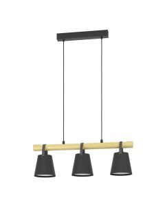Eglo Lighting - Boyle - 43636 - Black Wood White 3 Light Bar Ceiling Pendant Light