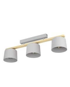 Eglo Lighting - Mariel - 900361 - Light Grey Wood 3 Light Flush Ceiling Light