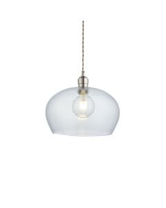 Connaught - Nickel Clear Hammered Glass 31cm Dia Ceiling Pendant Light