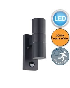 Eglo Lighting - Riga 5 - 32899 - LED Anthracite Clear Glass 2 Light IP44 Outdoor Sensor Wall Light