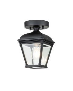Elstead Lighting - Bayview - BAYVIEW-PORCH-BK - Black Clear Glass IP44 Outdoor Ceiling Flush Light