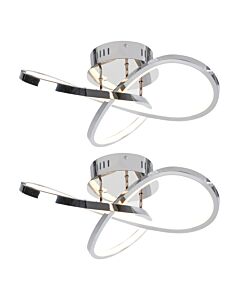 Set of 2 Polished Chrome LED Loop Flush Fittings