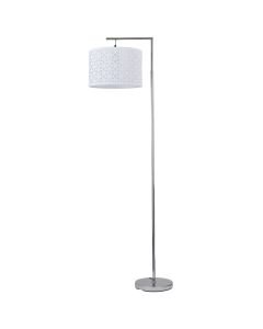 Chrome Angled Floor Lamp with White Laser Cut Shade
