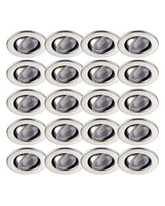 Set of 20 Satin Nickel Fire Rated 6W LED 3000K Adjustable Downlights