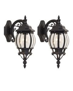 Set of 2 Canterbury - Black Clear IP44 Outdoor Wall Lights
