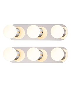Set of 2 Iris - Chrome with Opal Glass Bathroom LED Wall lights