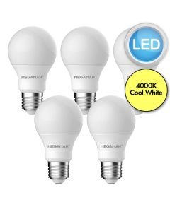 5 x 8.6W LED E27 Light Bulbs - Cool White