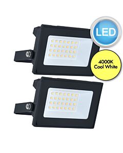 Set of 2 Halo - Black Clear Glass IP65 30386 Outdoor Floodlights