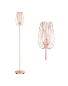 Polished Copper Metal Wire Floor Lamp