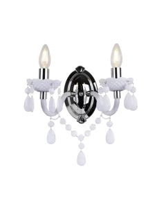 White Acrylic and Chrome Marie Therese Style 2 x 40W Wall Light