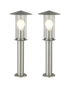 Set of 2 Treviso - Brushed Stainless Steel Outdoor Post Lights