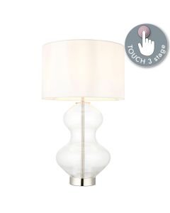 Hogan - Nickel Glass Vintage White Touch Table Lamp With Shade