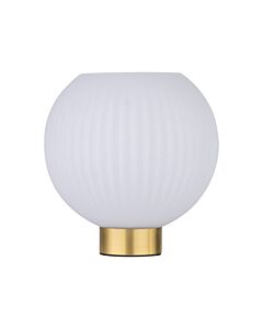 Betchley - Battery Operated Satin Brass Lamp with White Glass