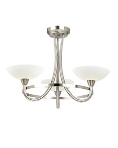 Endon Lighting - Cagney - CAGNEY-3SC - Chrome White Glass 3 Light Flush Ceiling Light