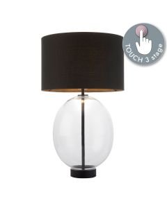 Keller - Black Clear Glass Touch Table Lamp With Shade
