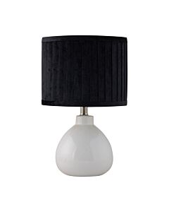 Tuscan - White Ceramic Lamp with Black Pleated Velvet Shade