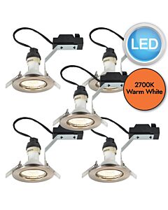Nordlux - Set of 5 Canis 5-Kit 2700K - 49310155 - LED Brushed Nickel 5 Light Recessed Ceiling Downlights