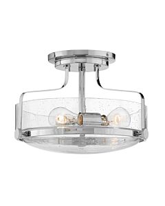 Hinkley Lighting - Harper - HK-HARPER-SFS-CM-CS - Chrome Clear Seeded Glass 3 Light Flush Ceiling Light