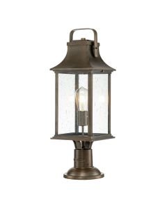 Quintiesse - Grant - QN-GRANT3-L-BU - Brass Clear Seeded Glass IP44 Outdoor Post Light