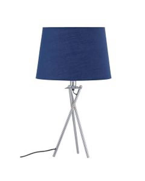 Tripod Table Lamp with Navy Cotton Fabric Shade