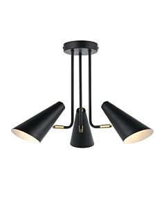 Dakotta - Matt Black & Brushed Gold Adjustable 3 Light Fitting