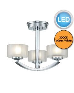 Hinkley Lighting - Meridian - HK-MERIDIAN-SF-BATH-PC - LED Chrome Opal Glass 3 Light IP44 Bathroom Ceiling Light