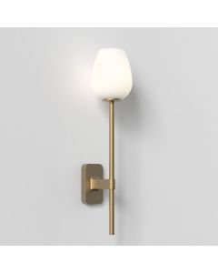 Astro Lighting - Tacoma Single Grande 1429009 & 5036007 - IP44 Antique Brass Wall Light with Opal Tulip Glass Shade