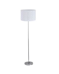 Chrome Stick Floor Lamp with White Laser Cut Shade