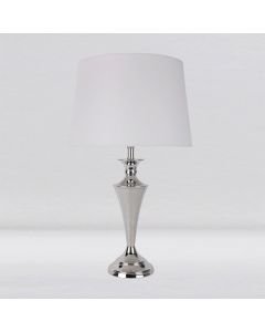 Contemporary Chrome Table Lamp with White Shade